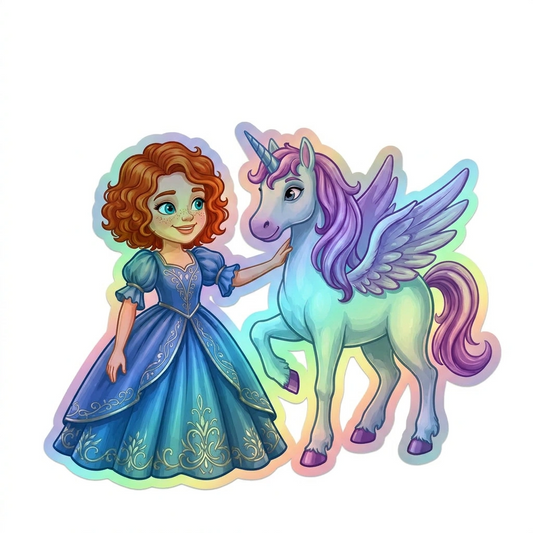 Jane Unicorn Holographic Sticker (3.71” x 3”) for Kids