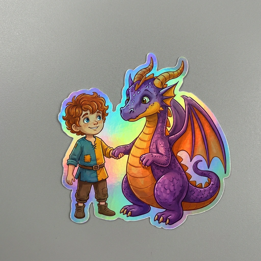 Jason Dragon Holographic Sticker (2.98” x 3”) for Kids