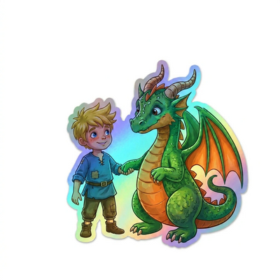 Jaxon Dragon Holographic Sticker (2.98” x 3”) for Kids