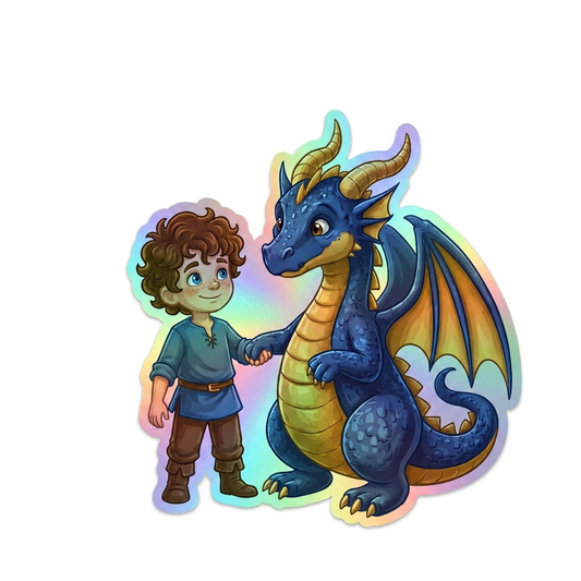 Jay Dragon Holographic Sticker (2.98” x 3”) for Kids