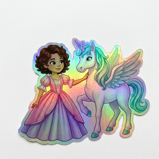 Jayceigh Unicorn Holographic Sticker (3.71” x 3”) for Kids