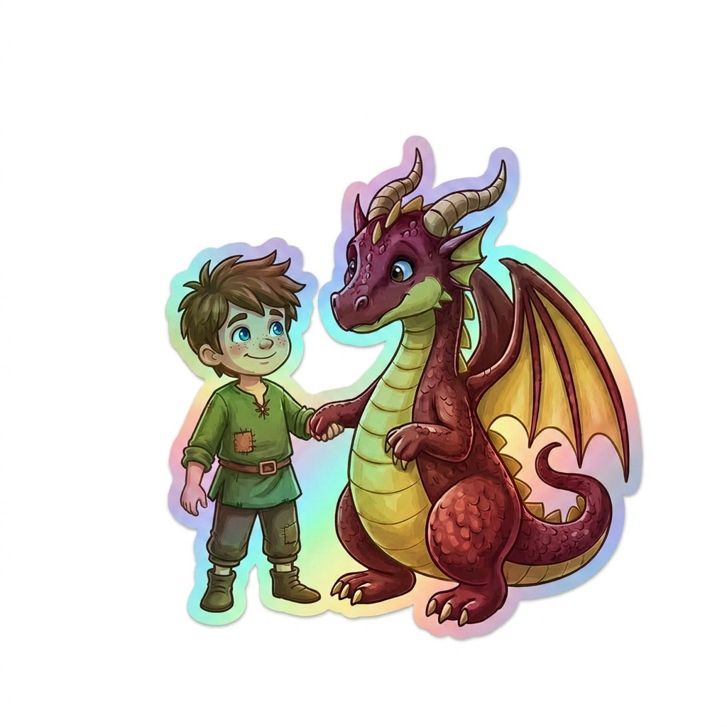 Jayce Dragon Holographic Sticker (2.98” x 3”) for Kids
