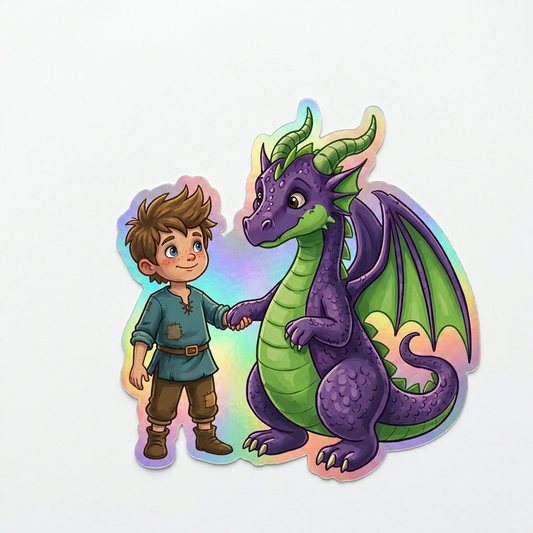 Jayden Dragon Holographic Sticker (2.98” x 3”) for Kids