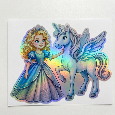Jean Unicorn Holographic Sticker (3.71” x 3”) for Kids