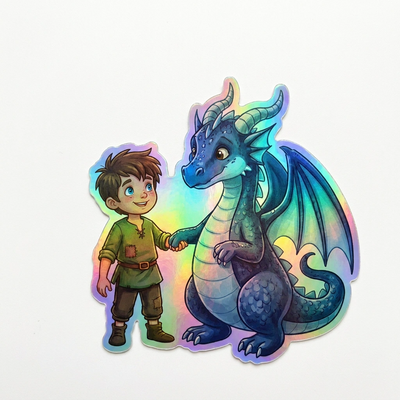 Jeremiah Dragon Holographic Sticker (2.98” x 3”) for Kids