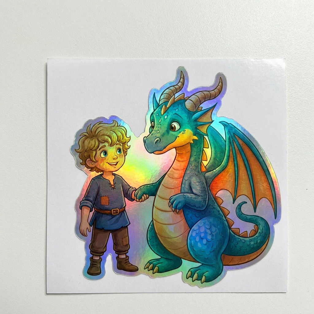 Jesse Dragon Holographic Sticker (2.98” x 3”) for Kids
