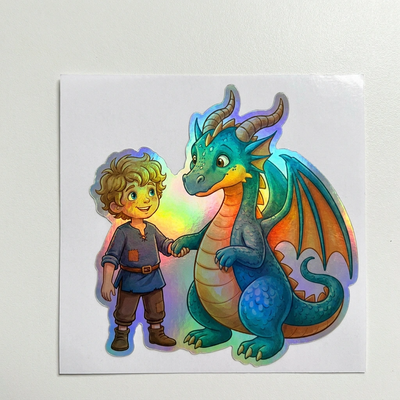 Jesse Dragon Holographic Sticker (2.98” x 3”) for Kids