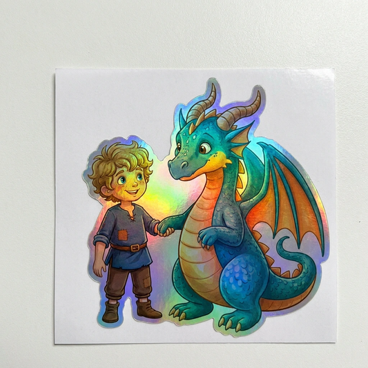 Jesse Dragon Holographic Sticker (2.98” x 3”) for Kids