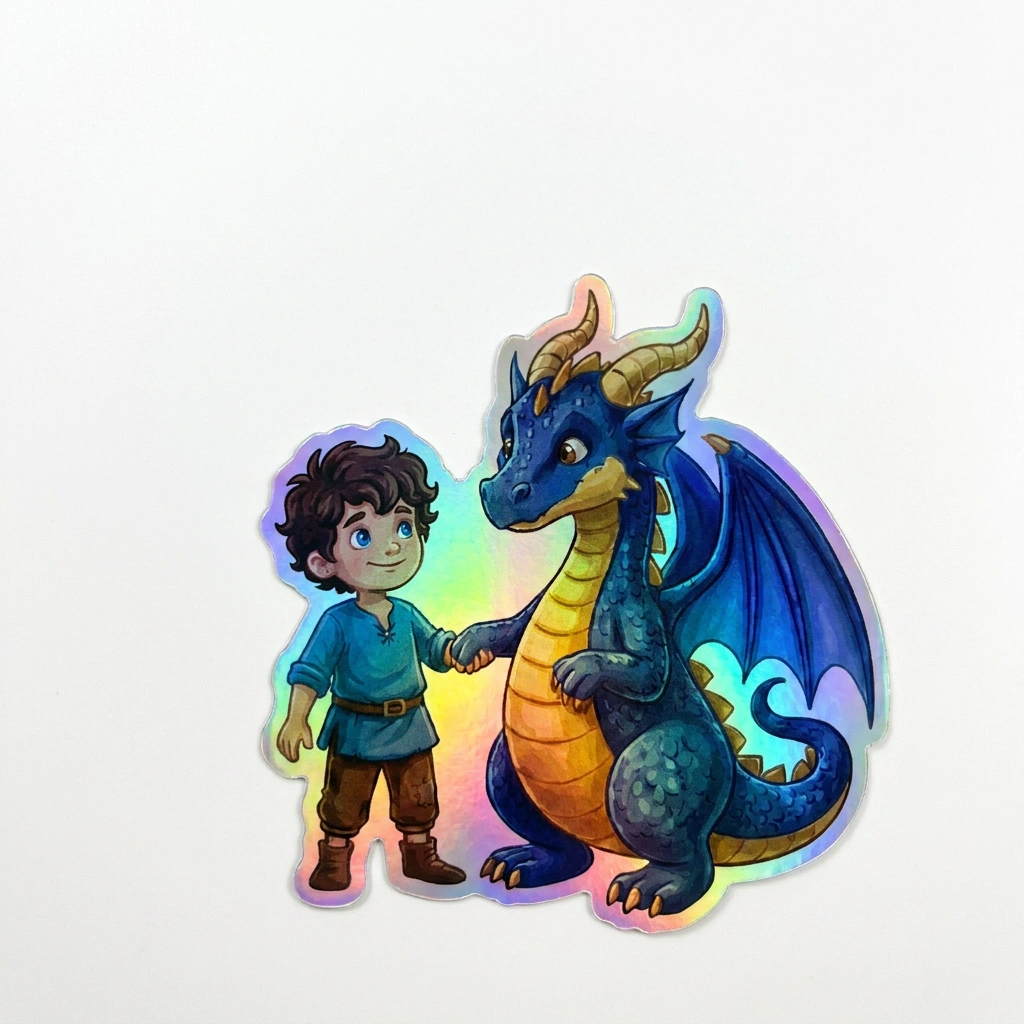 Jett Dragon Holographic Sticker (2.98” x 3”) for Kids