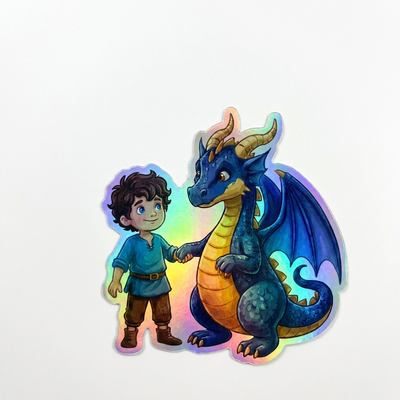 Jett Dragon Holographic Sticker (2.98” x 3”) for Kids