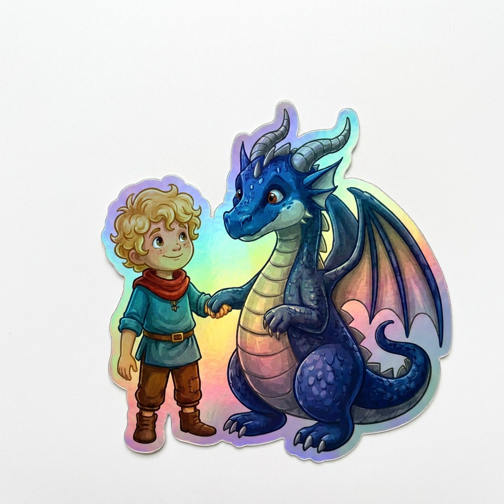 Jimmy Dragon Holographic Sticker (2.98” x 3”) for Kids