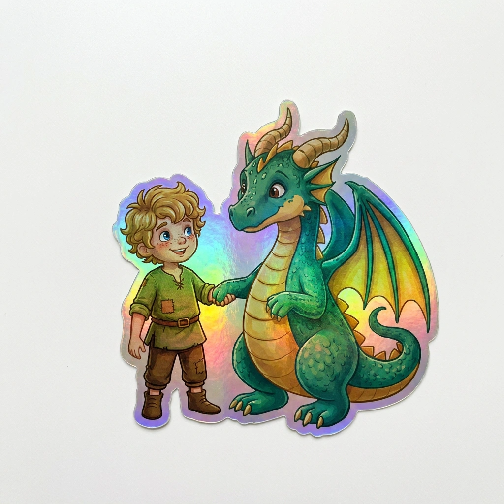 Joaquin Dragon Holographic Sticker (2.98” x 3”) for Kids
