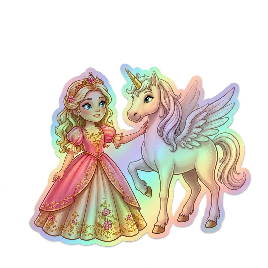 Jocelyn Unicorn Holographic Sticker (3.71” x 3”) for Kids