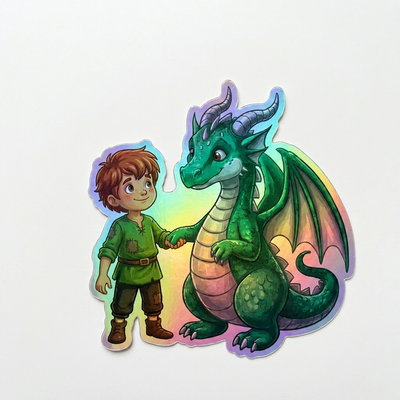 Jon Dragon Holographic Sticker (2.98” x 3”) for Kids