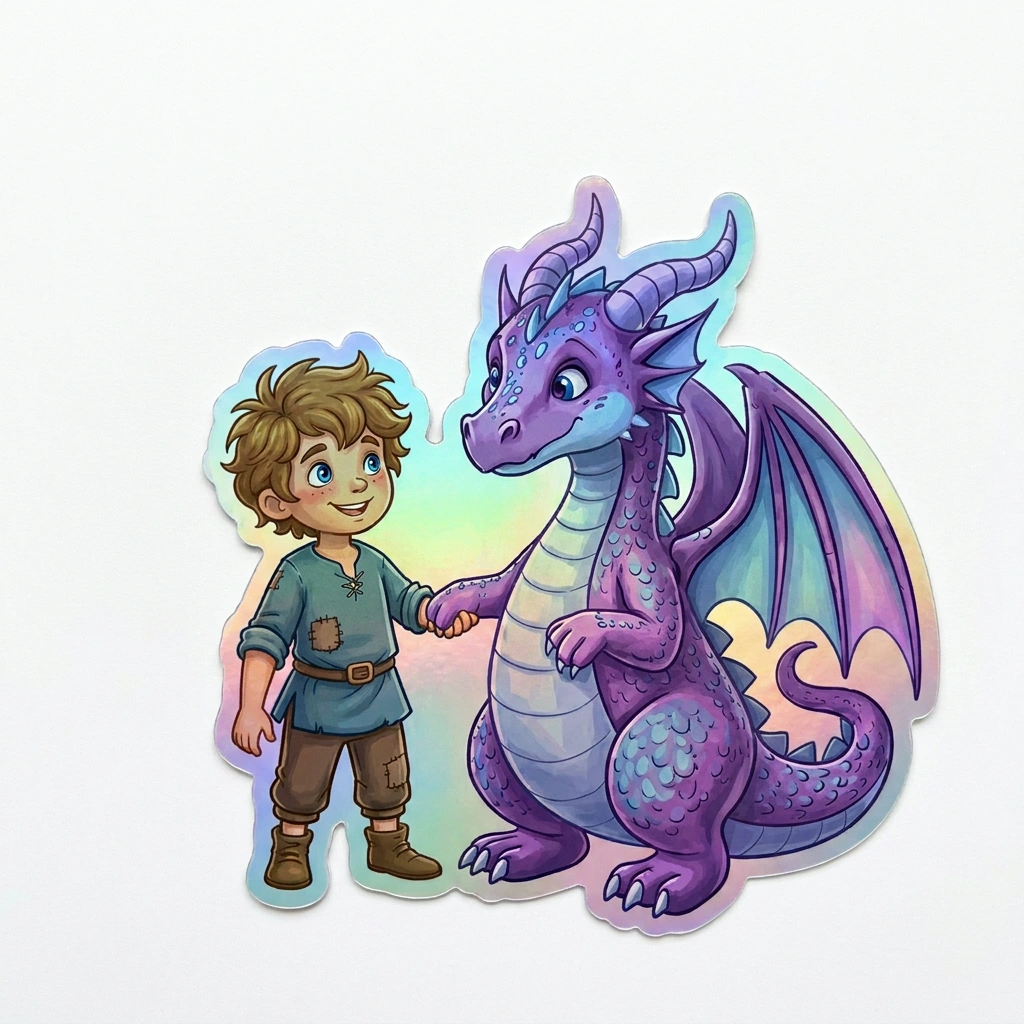 Jordan Dragon Holographic Sticker (2.98” x 3”) for Kids