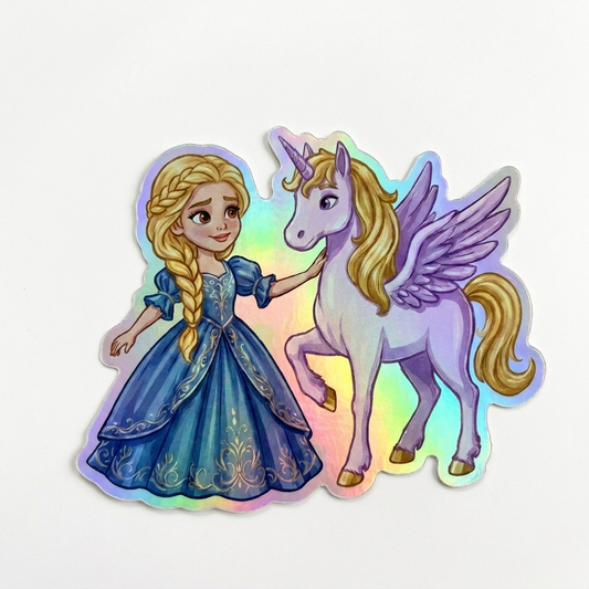Jordyn Unicorn Holographic Sticker (3.71” x 3”) for Kids