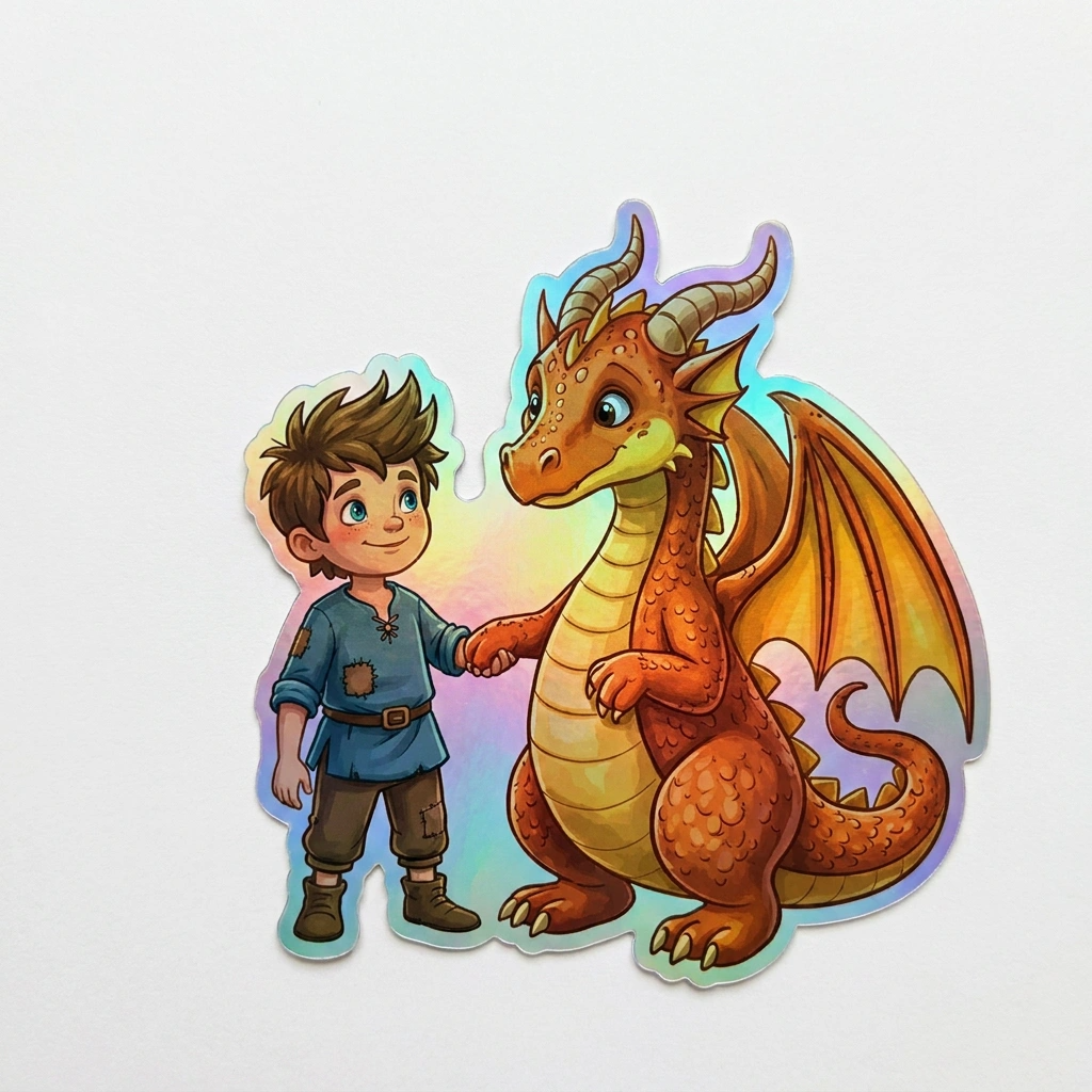 Joseph Dragon Holographic Sticker (2.98” x 3”) for Kids