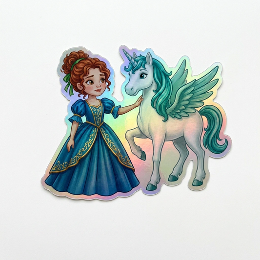 Josephine Unicorn Holographic Sticker (3.71” x 3”) for Kids