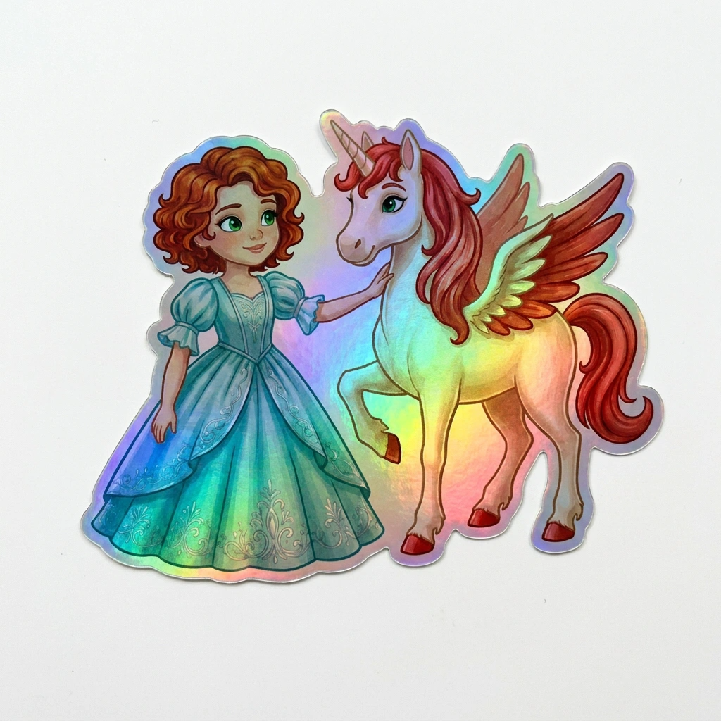 Josie Unicorn Holographic Sticker (3.71” x 3”) for Kids