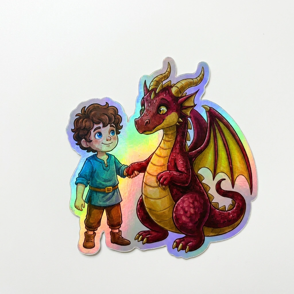 Judah Dragon Holographic Sticker (2.98” x 3”) for Kids