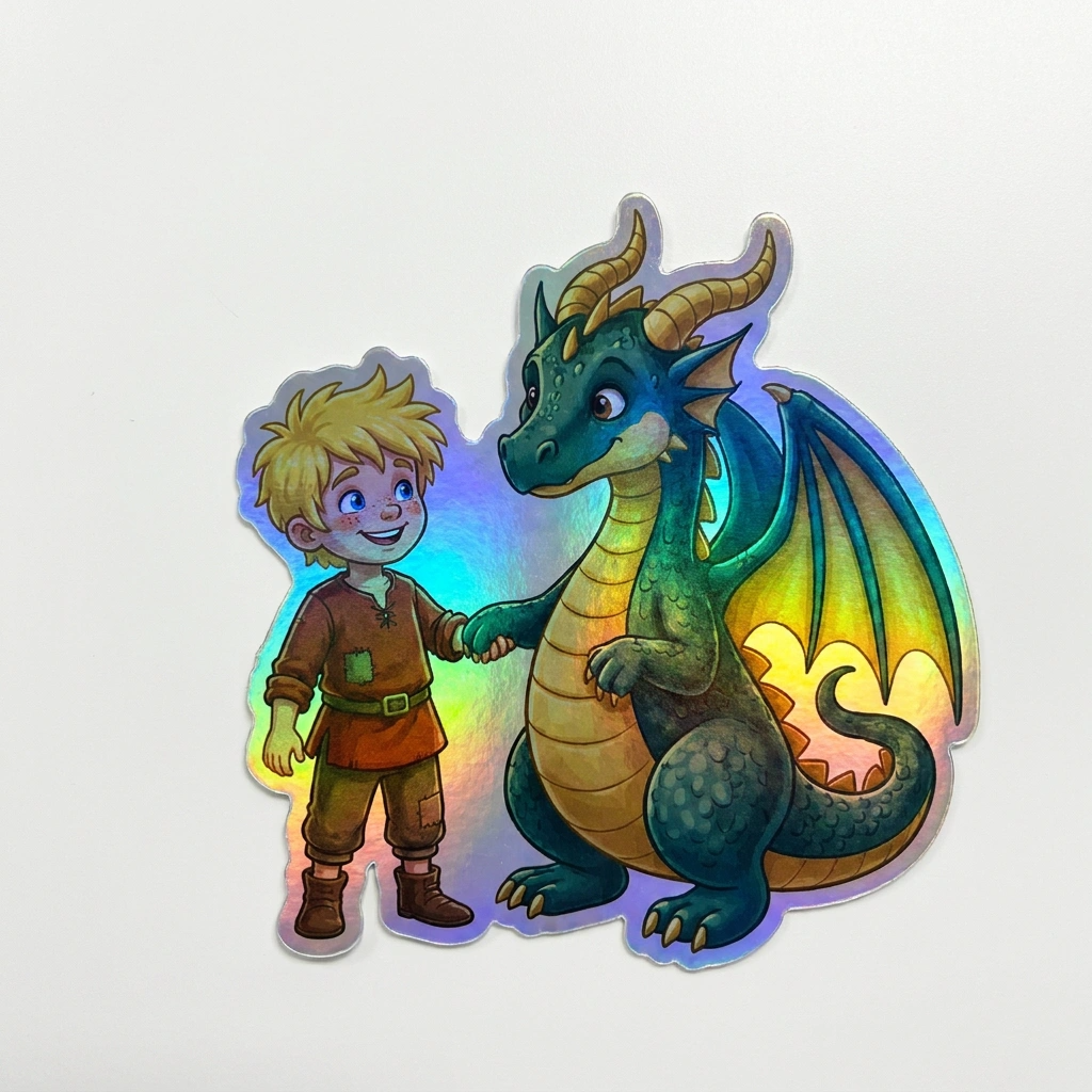 Jude Dragon Holographic Sticker (2.98” x 3”) for Kids