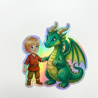 Judson Dragon Holographic Sticker (2.98” x 3”) for Kids