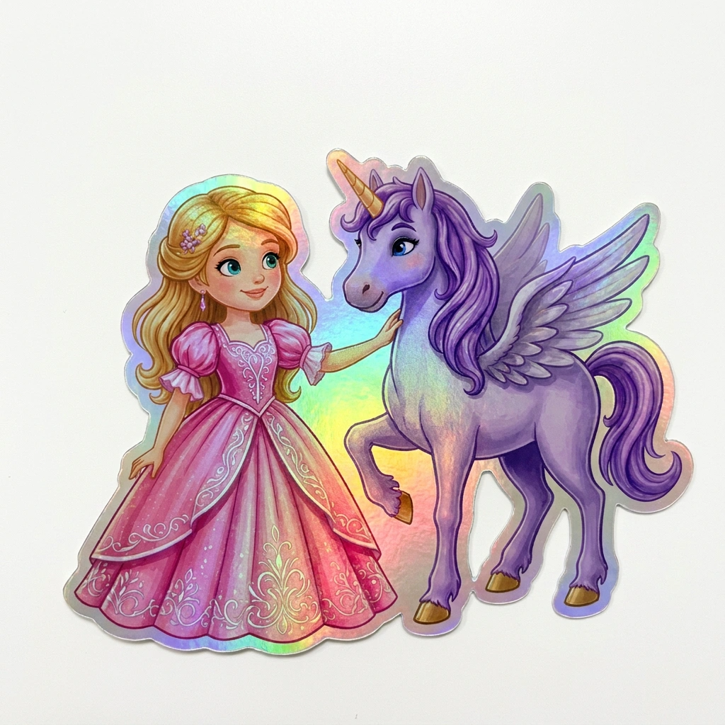 Julia Unicorn Holographic Sticker (3.71” x 3”) for Kids