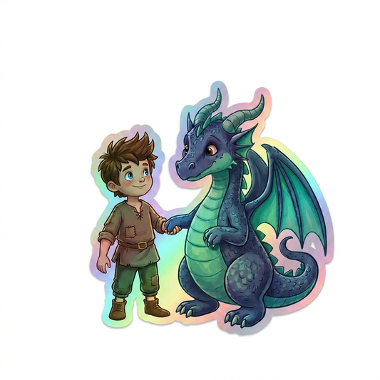 Kai Dragon Holographic Sticker (2.98” x 3”) for Kids