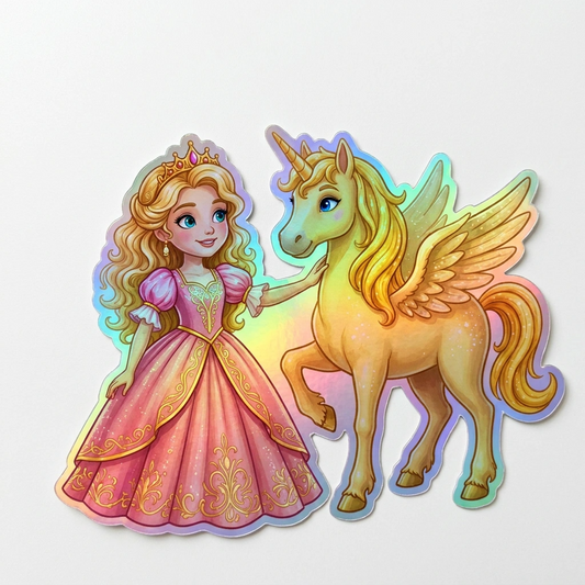 Kai Unicorn Holographic Sticker (3.71” x 3”) for Kids