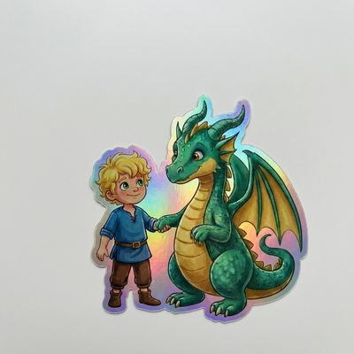 Kairo Dragon Holographic Sticker (2.98” x 3”) for Kids