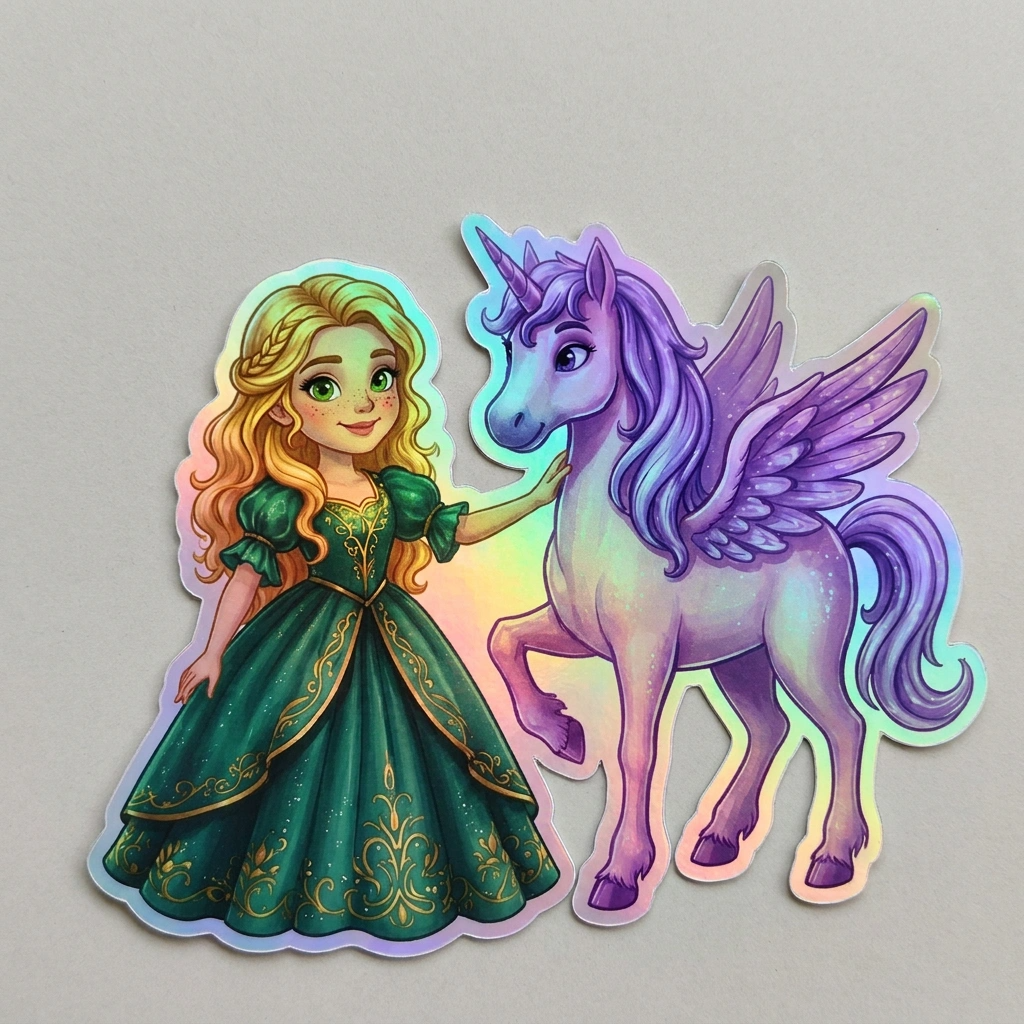 Kaitlyn Unicorn Holographic Sticker (3.71” x 3”) for Kids