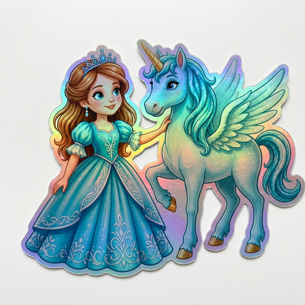 Kamila Unicorn Holographic Sticker (3.71” x 3”) for Kids