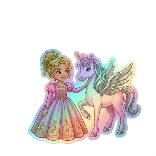 Karol Unicorn Holographic Sticker (3.71” x 3”) for Kids