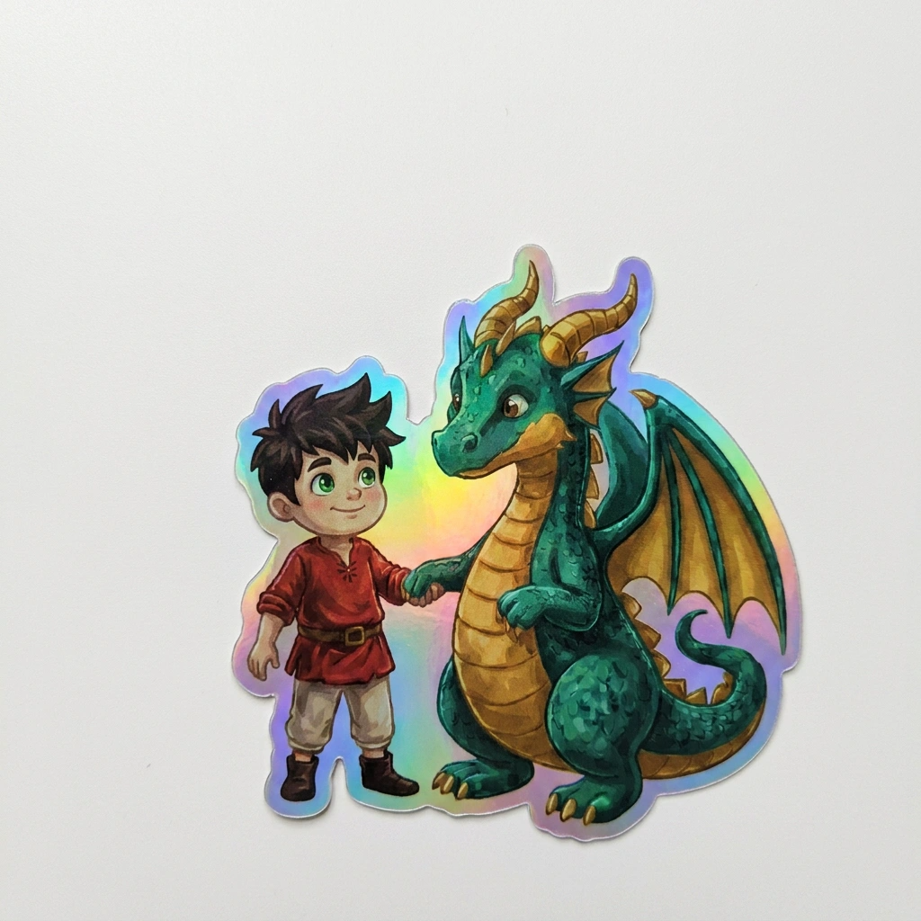 Karter Dragon Holographic Sticker (2.98” x 3”) for Kids