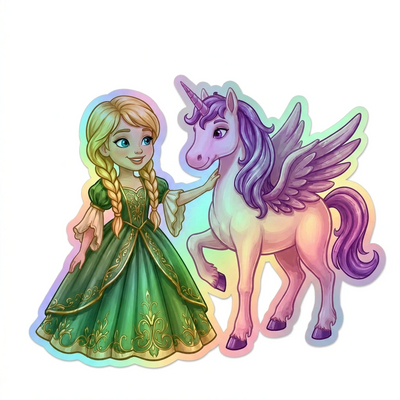 Kate Unicorn Holographic Sticker (3.71” x 3”) for Kids