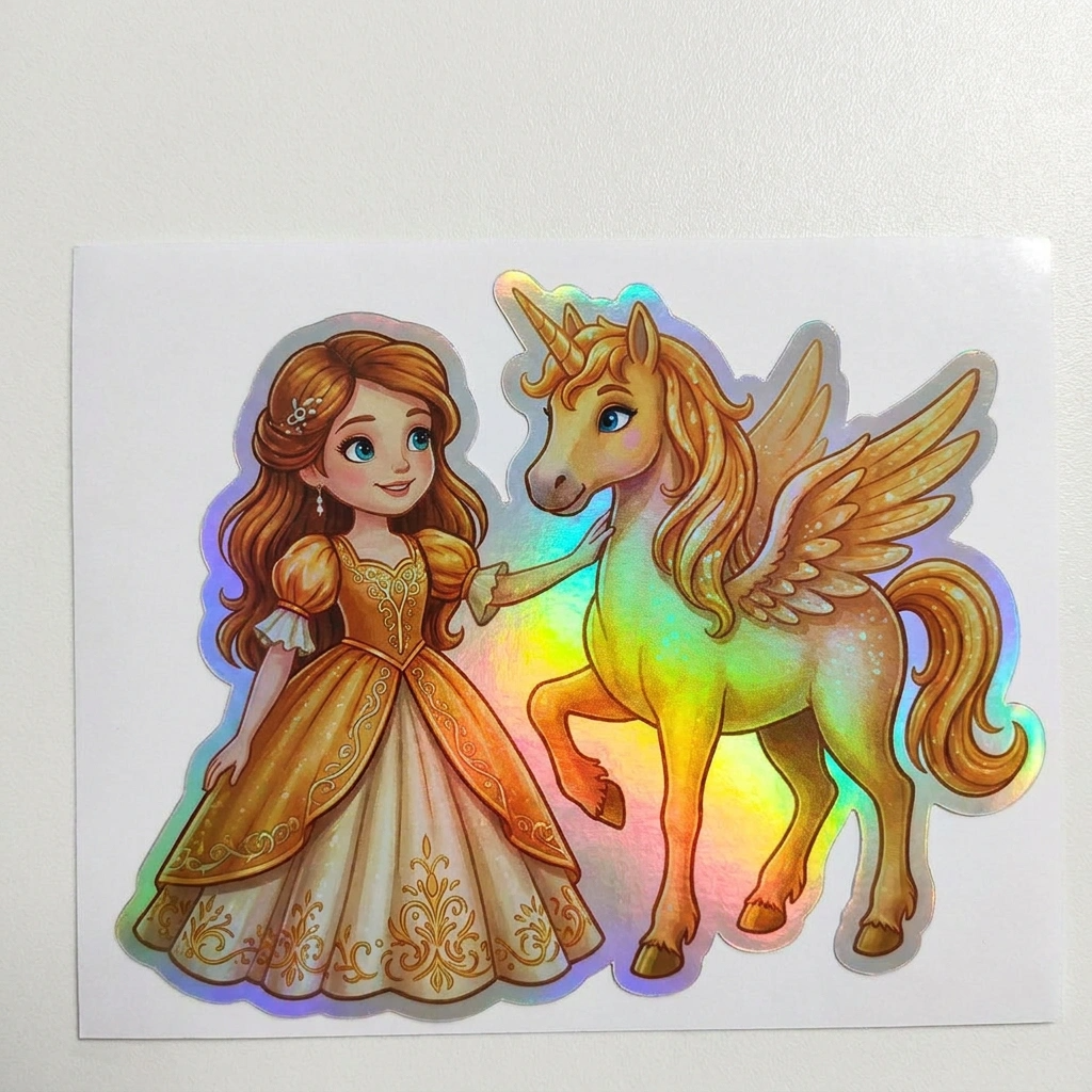 Katherine Unicorn Holographic Sticker (3.71” x 3”) for Kids