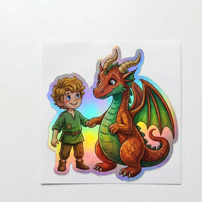 Kayden Dragon Holographic Sticker (2.98” x 3”) for Kids