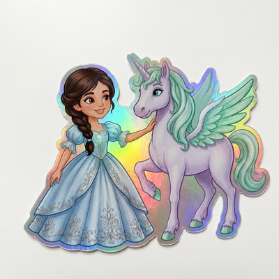 Kaylee Unicorn Holographic Sticker (3.71” x 3”) for Kids