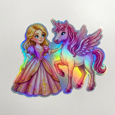 Kelsey Unicorn Holographic Sticker (3.71” x 3”) for Kids