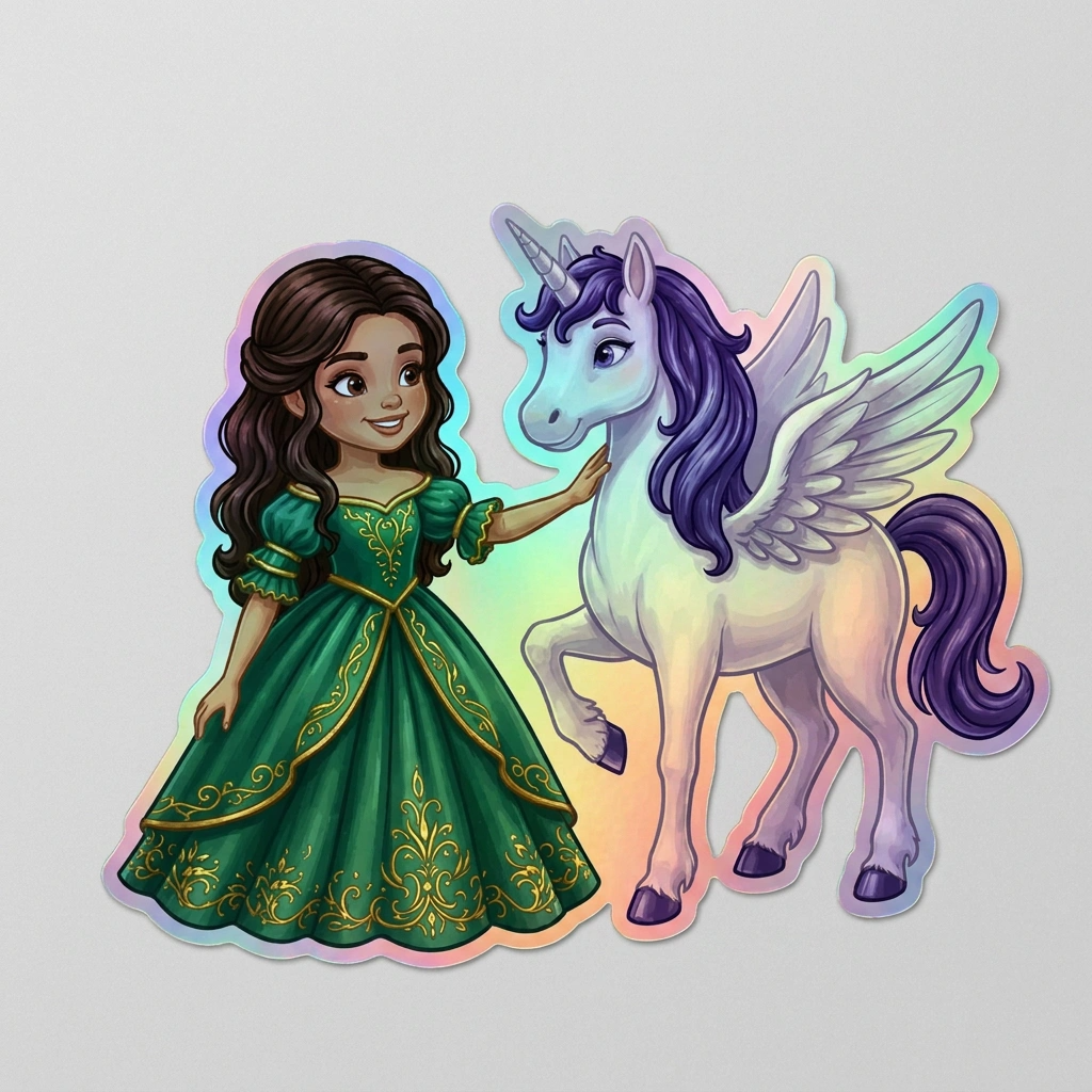 Kennedy Unicorn Holographic Sticker (3.71” x 3”) for Kids