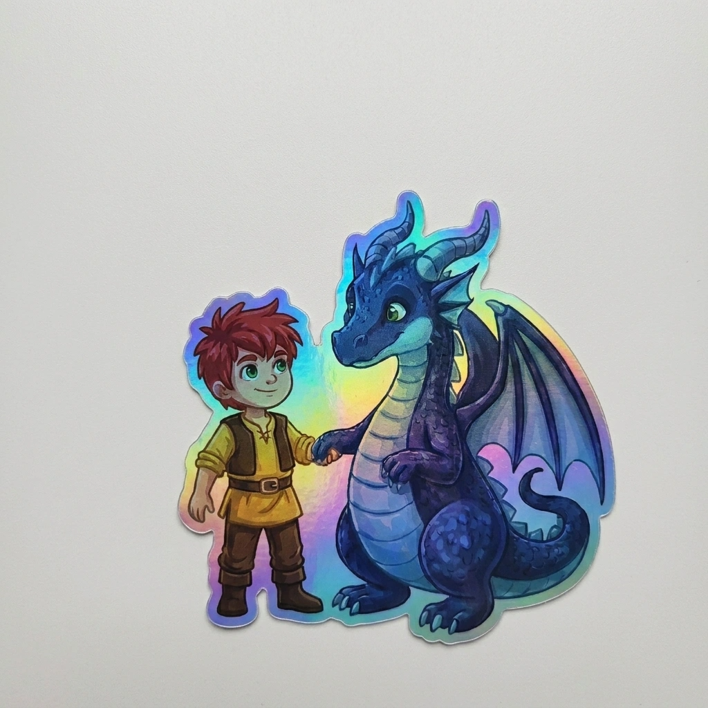 Kenneth Dragon Holographic Sticker (2.98” x 3”) for Kids
