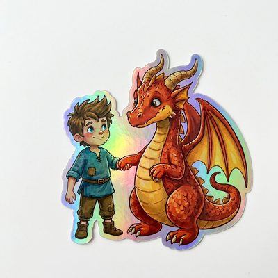 King Dragon Holographic Sticker (2.98” x 3”) for Kids