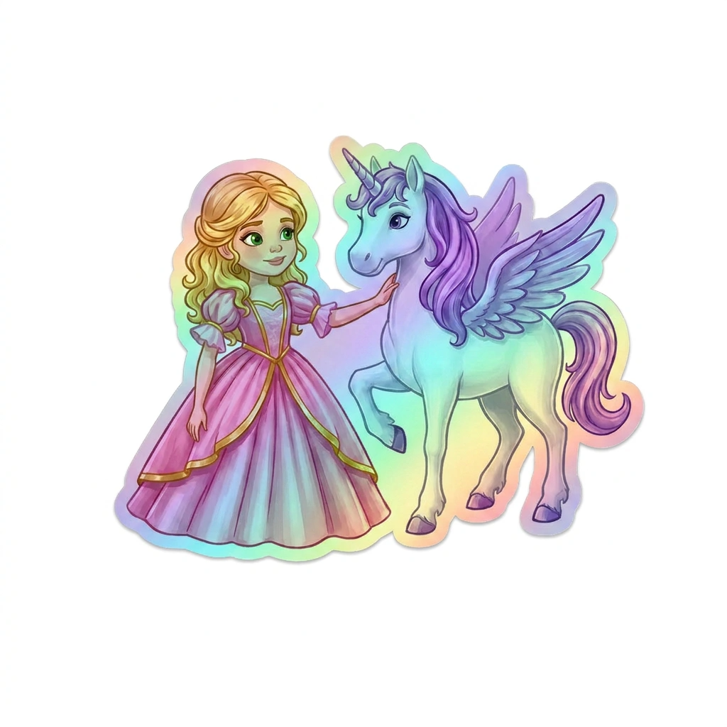 Kinsley Unicorn Holographic Sticker (3.71” x 3”) for Kids