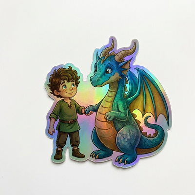 Knox Dragon Holographic Sticker (2.98” x 3”) for Kids