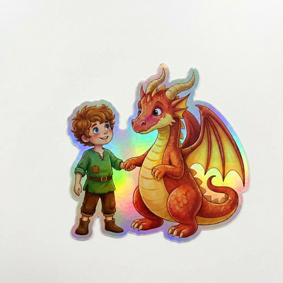 Kolton Dragon Holographic Sticker (2.98” x 3”) for Kids