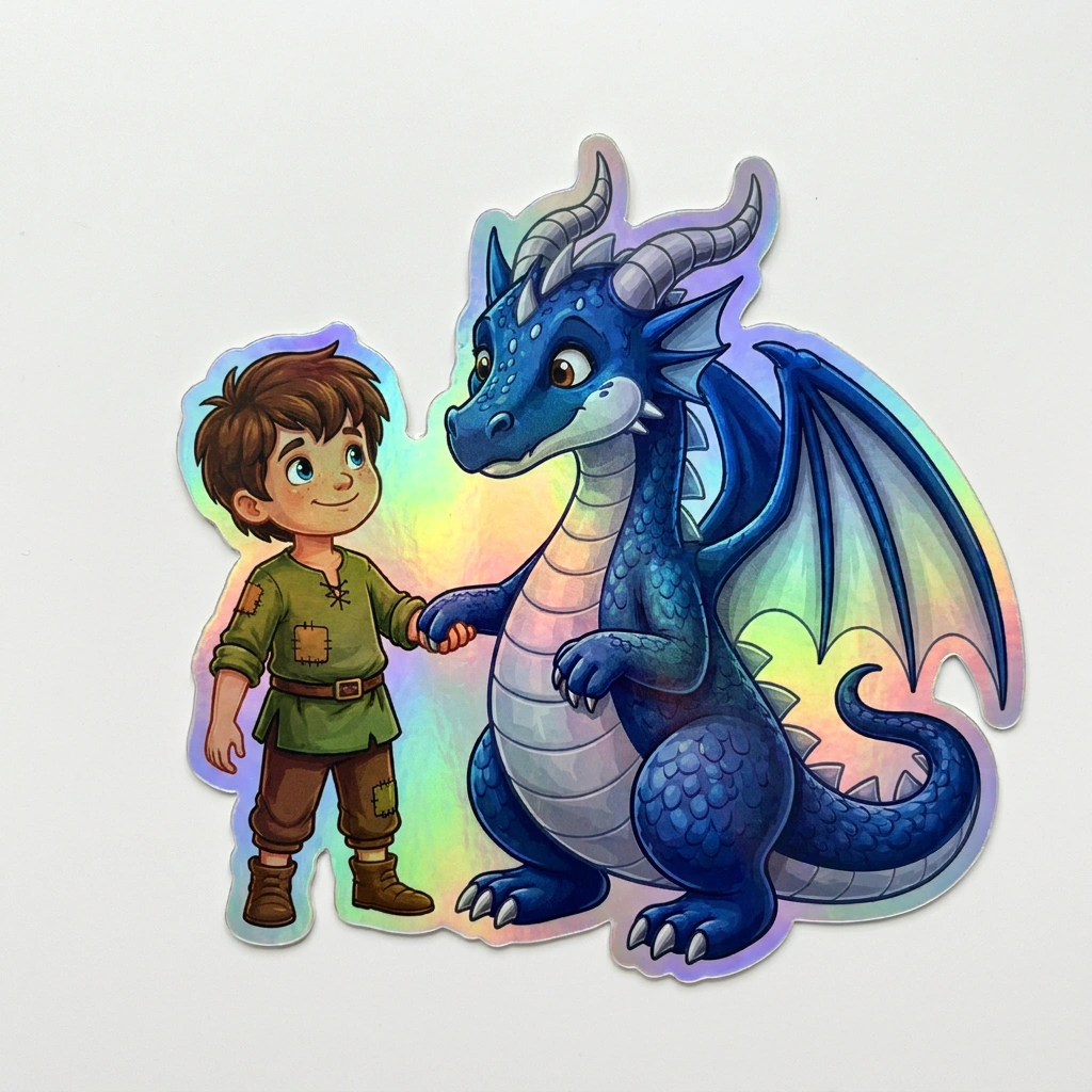 Kyle Dragon Holographic Sticker (2.98” x 3”) for Kids