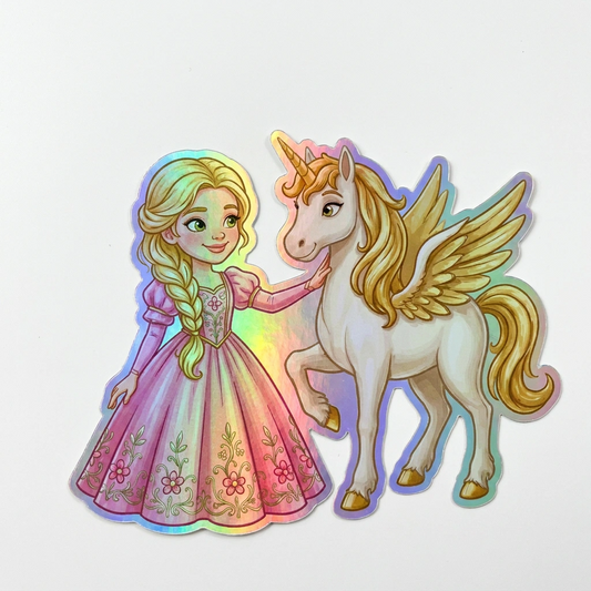 Kylie Unicorn Holographic Sticker (3.71” x 3”) for Kids