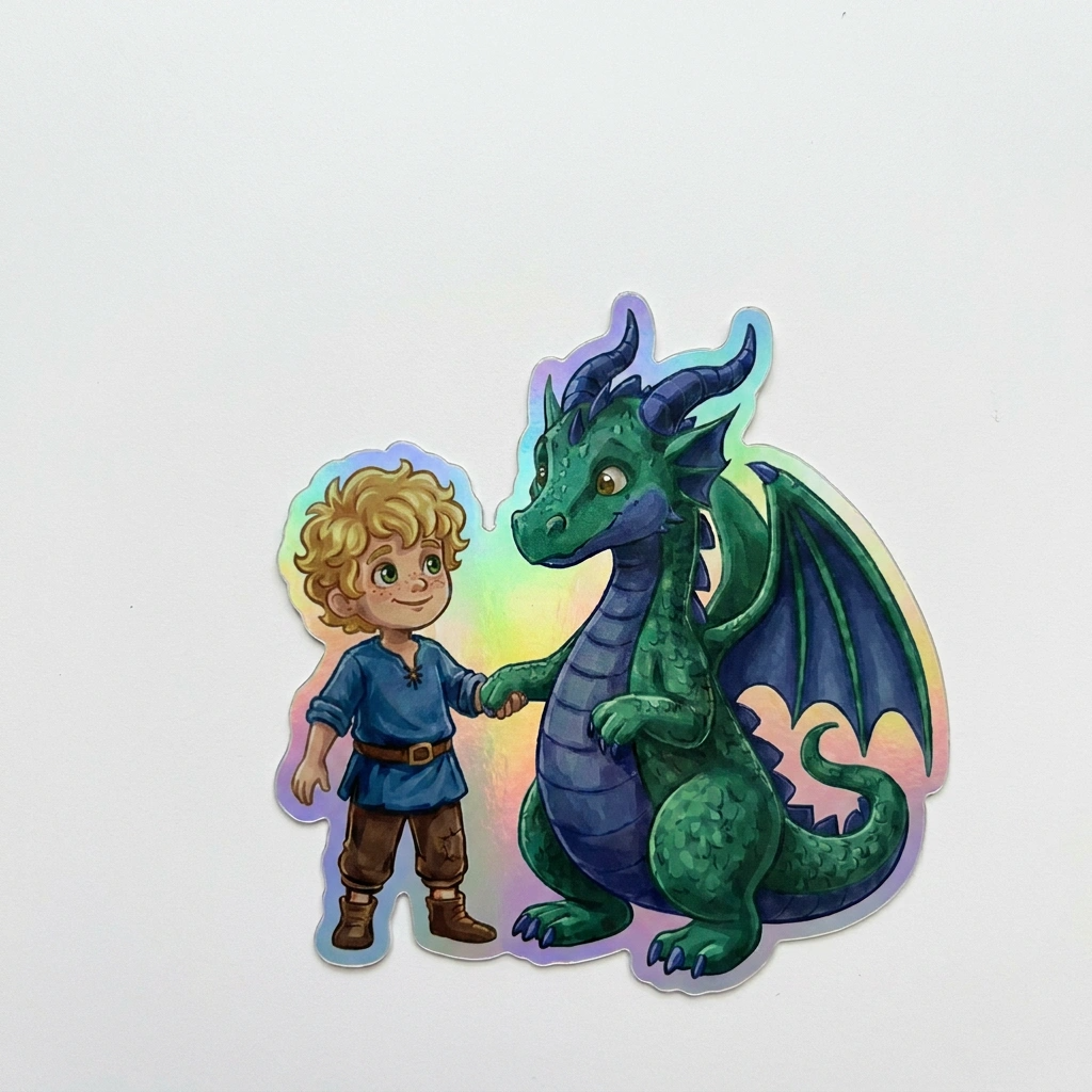 Kyrie Dragon Holographic Sticker (2.98” x 3”) for Kids