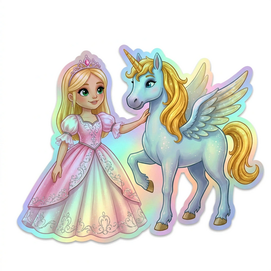 Lacey Unicorn Holographic Sticker (3.71” x 3”) for Kids