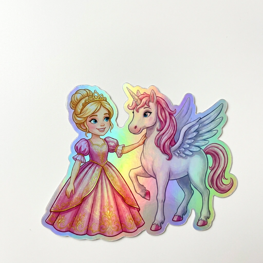 Lainey Unicorn Holographic Sticker (3.71” x 3”) for Kids